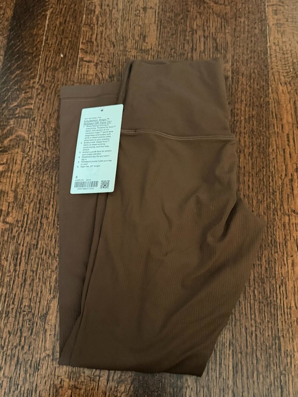 NWT Lululemon Align Ribbed High-Rise Pant 25" Java Size 6